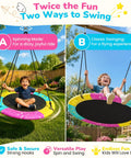 All Weather Saucer Swing For Kids And Grownups, 43 Or 48 Inch Backyard Or Playground Swing With Tree Hang Kit in use by children