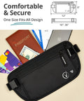 Ultra Slim RFID Money Belt With Hidden Passport Pocket For Travel, Two Compartment Anti Theft Fanny Pack With Passport and Cards