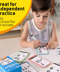 Child practicing with Multiplication Mastery Flash Cards 0-12 Set With 91 Cards And Rings, Times Tables Practice For Grades 2 3 4 5 6.