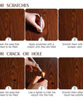 Instructions for using 17 Piece Quick Fix Furniture Repair Kit With 8 Touch Up Markers And 8 Wax Sticks Plus Sharpener For Wood Scratches And Stains