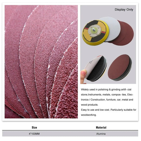 Twenty Piece Hook And Loop Sanding Discs With 40 To 2000 Grit Aluminum Oxide For Rotary Tools Smoothing Wood Metals And DIY Projects That Make Your Finish Look Totally Pro, close-up view of 4x100mm pads.