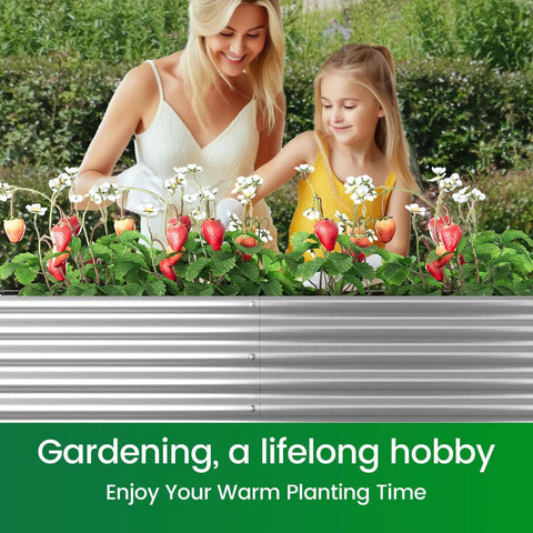 Two Pack Tall 8x4ft Galvanized Raised Garden Beds Outdoor Above Ground For Vegetables And Flowers Steel Raised Beds