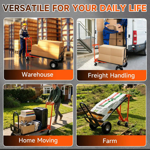 4 in 1 Convertible Hand Truck Heavy Duty Alloy Steel Folding Dolly Cart with Wheels 1000 Lbs Capacity in various settings