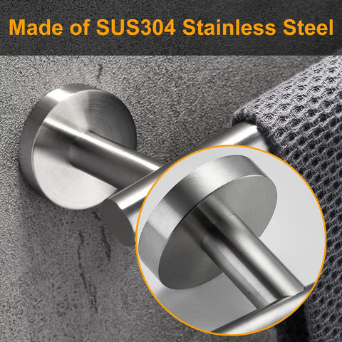Brushed Nickel 24 Inch Towel Bar Wall Mounted Rack Made From SUS304 Stainless Steel No Fade Fingerprint Resistant Modern Bathroom