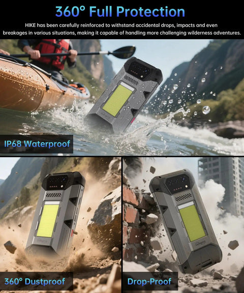 Badass Rugged Android 14 Smartphone With Dependable 4G Connectivity And A Dope 23800mAh Battery Paired With Blazing 120W Fast Charging shown in rugged outdoor settings.