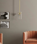 3 Pack Modern Gold Pendant Lights With 5.3 Inch Clear Glass Shades, Brushed Brass Finish, E26 Base, Dimmable, indoor setup view