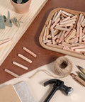 100 Count 1/4 Inch Wood Dowel Pins, 1/4 X 1-1/2 Inch Fluted Hardwood Dowels with Grooved Shanks for wood joint projects