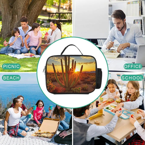 Insulated Lunch Tote With Large Capacity And Detachable Handle, Side Pocket, Wide Open Cooler Bag For picnics and office use
