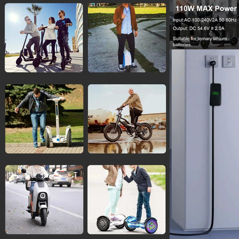Fast Charge 54.6V 2A Electric Scooter Charger With LED Display for various electric scooters and bikes