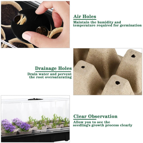 Four Pack Seed Starter Tray Bundle With Peat Pots Germination Trays Plant Labels And Mini Garden Tools For Easy Seedlings Growth Perfect For Flowers Vegetables And Home Garden