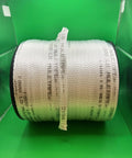 9/16 Inch Pull Tape Webbing 825 Feet Long 1800 Lb Tensile Polyester Mule Tape on spool, green background, USA made