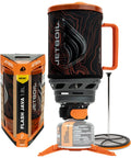 Flash Java 1.8L Portable Stove With Coffee Press, orange topo design, auto ignition, propane and isobutane burner, packaging included