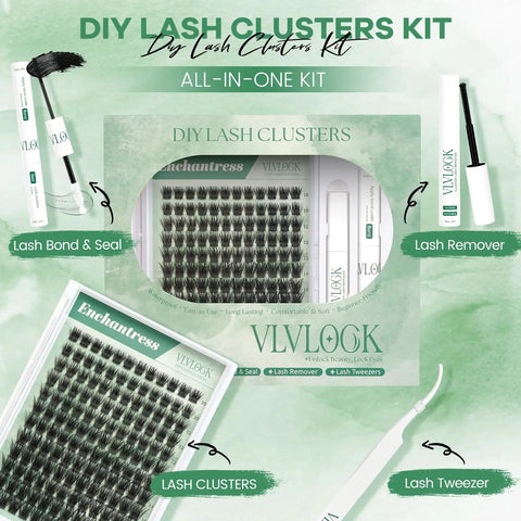 Enchantress Lash Clusters Kit For DIY Lash Extensions, Waterproof And Long-Lasting, Fluffy Weightless Look With Ultra-Thin Band