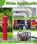 Brass Fire Hydrant Hose Adapter 2-1/2 In NST Male To 2 In NPT Male, Heavy-Duty, Leak-Resistant Octagonal Connector For Hoses, Hydrants, Standpipes And Industrial Water Systems; fire hydrant adapter shown with fire hose