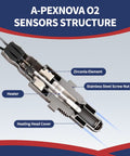 A-Pexnova O2 sensors structure, showing zirconia element, heater, stainless steel screw nut for Honda Accord 3.5L V6.