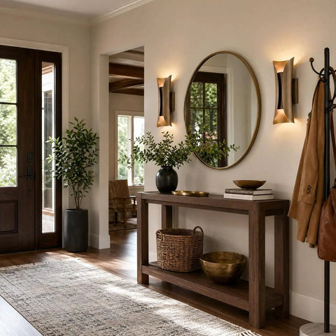 Mid Century 2 Light Brushed Brass Wall Sconce For Bathroom And Bedroom With Updated Canopy in hallway, art deco style