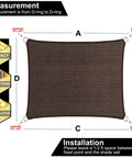 10x12 Brown Outdoor Shade Sail Canopy With UV Resistant Permeable Fabric For Patio Garden Backyard Pergola Carport And Lawn Shelter 185 GSM HDPE Easy Install Ropes Blocks 95% Of UV Rays shown flat
