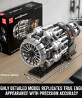 Aircraft Jet Engine Model Kit for Adults and Teens, Motorized Turbojet Demonstration With Real Spinning Compressor, displayed with box