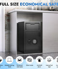 Heavy Duty Front Drop Safe Box Built To Last Fireproof Waterproof For Home And Office With Top Lock Cash Stash Compartment