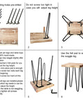Solid Natural Wood Square Coffee Side Table With Black Hairpin Legs For Living Room Or Bedroom Handcrafted Rustic End Table Offering Killer Craftsmanship And Sweet Home Vibes assembly instructions showing legs and tabletop adjustments.