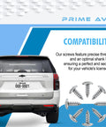 Stainless Steel License Plate Screws Kit For Front And Rear No Rust Easy Install Rattle Proof Fasteners With car compatibility.