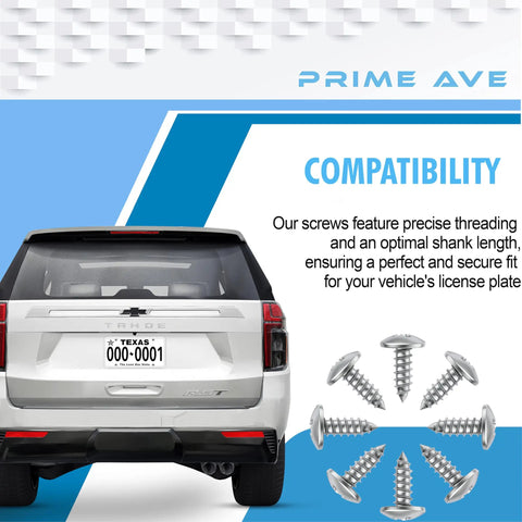 Stainless Steel License Plate Screws Kit For Front And Rear No Rust Easy Install Rattle Proof Fasteners With car compatibility.