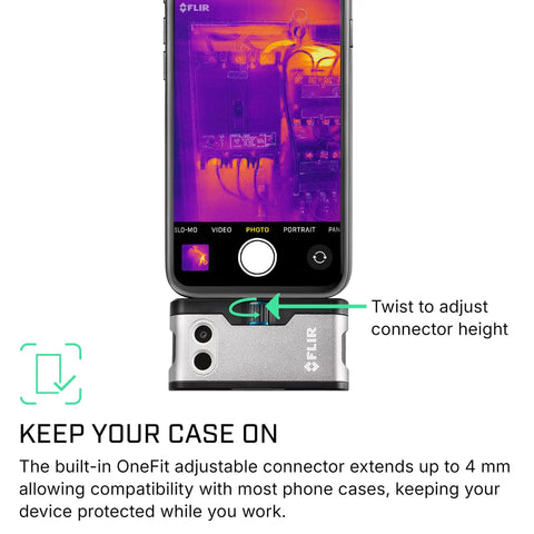 Android USB C Thermal Imaging Camera With MSX Dope High Resolution 240x180 For Clear Heat Signatures On The Go Perfect For Inspections And Troubleshooting On Android USB C Phones, attached to case