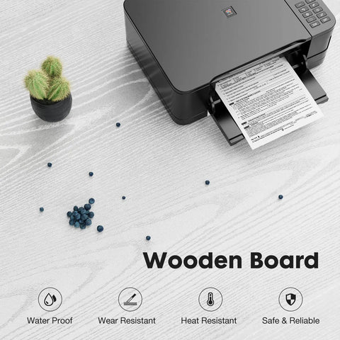 Lateral File Cabinet With Rolling Drawers used as a printer stand, showing durability features on a wooden board surface.