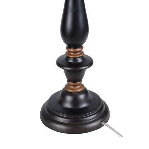 Base detail of Gavin Lamp Set Duo In Golden Flecked Bronze With Gold Highlights, traditional candlestick style, 28.5 inch tall