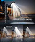 Ultra Bright 350000LM Solar Street Lights With 384 LEDs 1500W Dusk To Dawn Motion Sensor Flood Lights on building at dusk