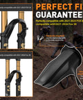 Two Pack Mountain Bike Fenders Compatible With FOX MY21 36 And 38 Forks Bolt On Mud Guards shown on mountain trail