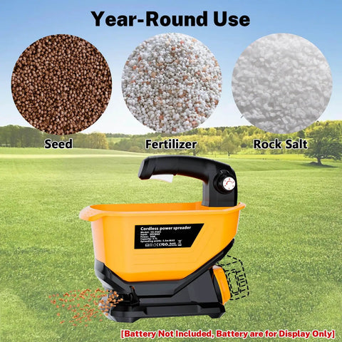 Cordless Seed Spreader For Lawn Care Pros And DIYers, 3.7L Capacity Fertilizer And Grass Seed Spreader, Compatible With Dewalt 20V Batteries