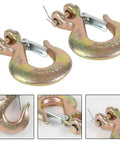 4 Pack 1/4 Inch G70 Forged Steel Clevis Slip Hook With Spring Safety Latch, durable hook for towing and rigging applications.