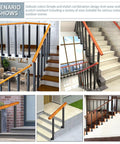 Top Shelf Adjustable Wooden Stair Railing Handrail Kit For Indoor Outdoor Use With Heavy Duty Wrought Iron Corner Brackets And Weatherproof Supports Slick Quick Setup in various indoor and outdoor settings.