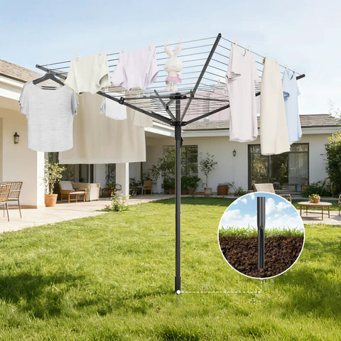 Heavy Duty Outdoor Umbrella Drying Rack With 360 Degree Rotating Drying Arms Height Adjustable Clothesline for backyard