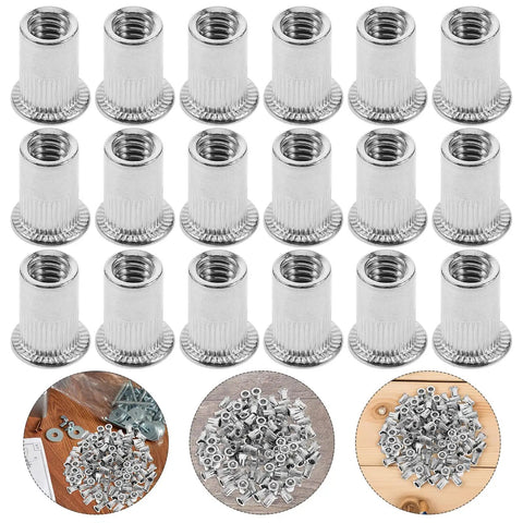 Knurled Flat Head Rivet Nuts Kit Stainless Steel 120 Pieces With Easy Installation And Secure Connection One Quarter Twenty Thread Inserts