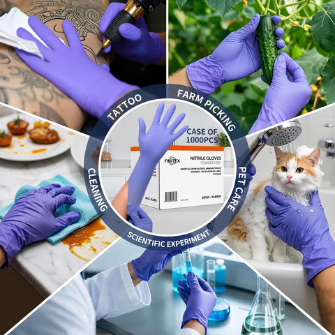 Ice Blue Nitrile Exam Gloves 3.2mil Thick 1000 Count Powder Free Latex Free Medical Grade Gloves used in various tasks