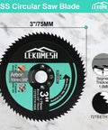 Three Inch HSS Circular Saw Blade Pro Grade With 72 Teeth For Wood Copper Aluminum Plastic And Soft Metal, 75mm And 1.0mm Thick