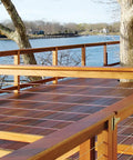 HandiSwage Flush Fittings for 1/8 Inch Cable 2 Pack on wooden deck railing overlooking water