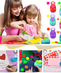 Mother and child using 36 Piece Craft Hole Punch Shapes With Colorful Sticker Paper For Scrapbooking Easy To Use 1 Inch Paper Punchers Set