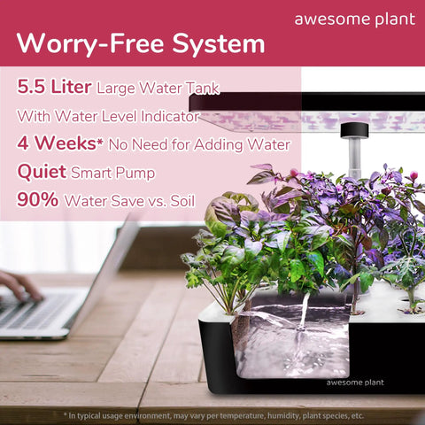 Dope Indoor Hydroponics Growing System Kit For 14 Pods With 5L Water Tank, LED Grow Light, show plants growing indoors