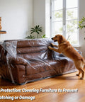 Dust Proof Moving Bag For Sofa And Boxes Clear 4Mil Virgin Plastic Odorless Heavy Duty Furniture Cover protecting sofa from dog.