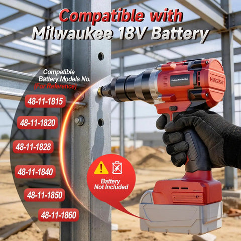 High Voltage Brushless Rivet Nut Tool With Kick Butt 2030 Lbs Tug For Badass Metal Work Smooth Operation On Any Job Site Compatible With Standard 18V Batteries No Hassle Riveting Done Right Fast with Milwaukee 18V battery
