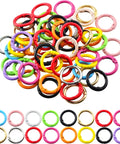 48 Pack Colorful Metal Carabiner Clips For Key Rings And DIY Crafts, Round Snap Hook Keychain Clips, Durable Alloy For Bags, Purses, Backpacks, And Decor, Bulk Charm Accessories colorful round alloy clips shown in assorted colors