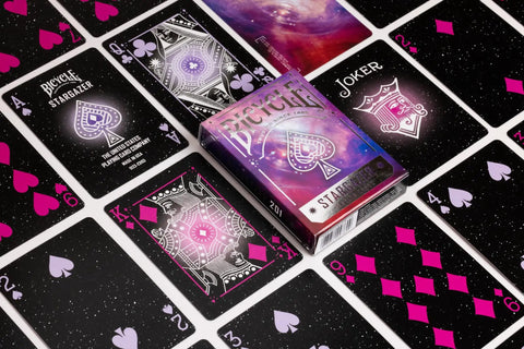 Stargazer 201 Cosmic Playing Cards Deck With Dope Air Cushion Finish For Cardistry Magic Tricks And Game Night Hubble Inspired Backs And Constellation Themed Courts Poker Size Collectible Space Galaxy Design, box on spread cards