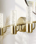 Oil Rubbed Bronze Modern Integrated LED Vanity Light Wall Sconce For Bathroom With Clear Bubble Acrylic Shade Minimalist Art Deco Style