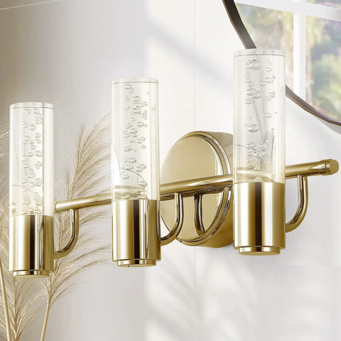 Oil Rubbed Bronze Modern Integrated LED Vanity Light Wall Sconce For Bathroom With Clear Bubble Acrylic Shade Minimalist Art Deco Style
