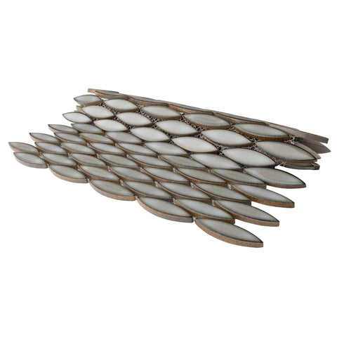 Linen Grey Porcelain Mosaic Tile 12 By 12.5 Inch for Floor And Wall Glazed Smooth Finish With High Sheen Mesh Mounted Mosaic Sheets