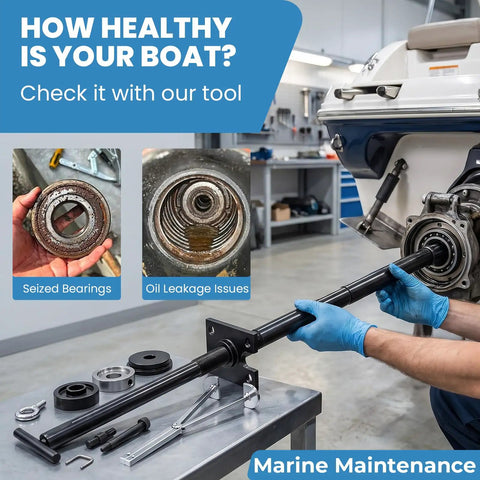Complete Gimbal Bearing Puller And Alignment Kit For Mercruiser Alpha Bravo Volvo Sterndrive with seized bearings and shaft alignment tool.