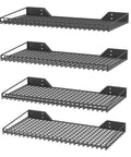 4 Pack Heavy Duty Wall Mounted Garage Shelves Set Metal Storage Racks Black Finish 23.5 Inch By 12 Inch Each Space Saving Tool Organizer For Shop Shed And Garage